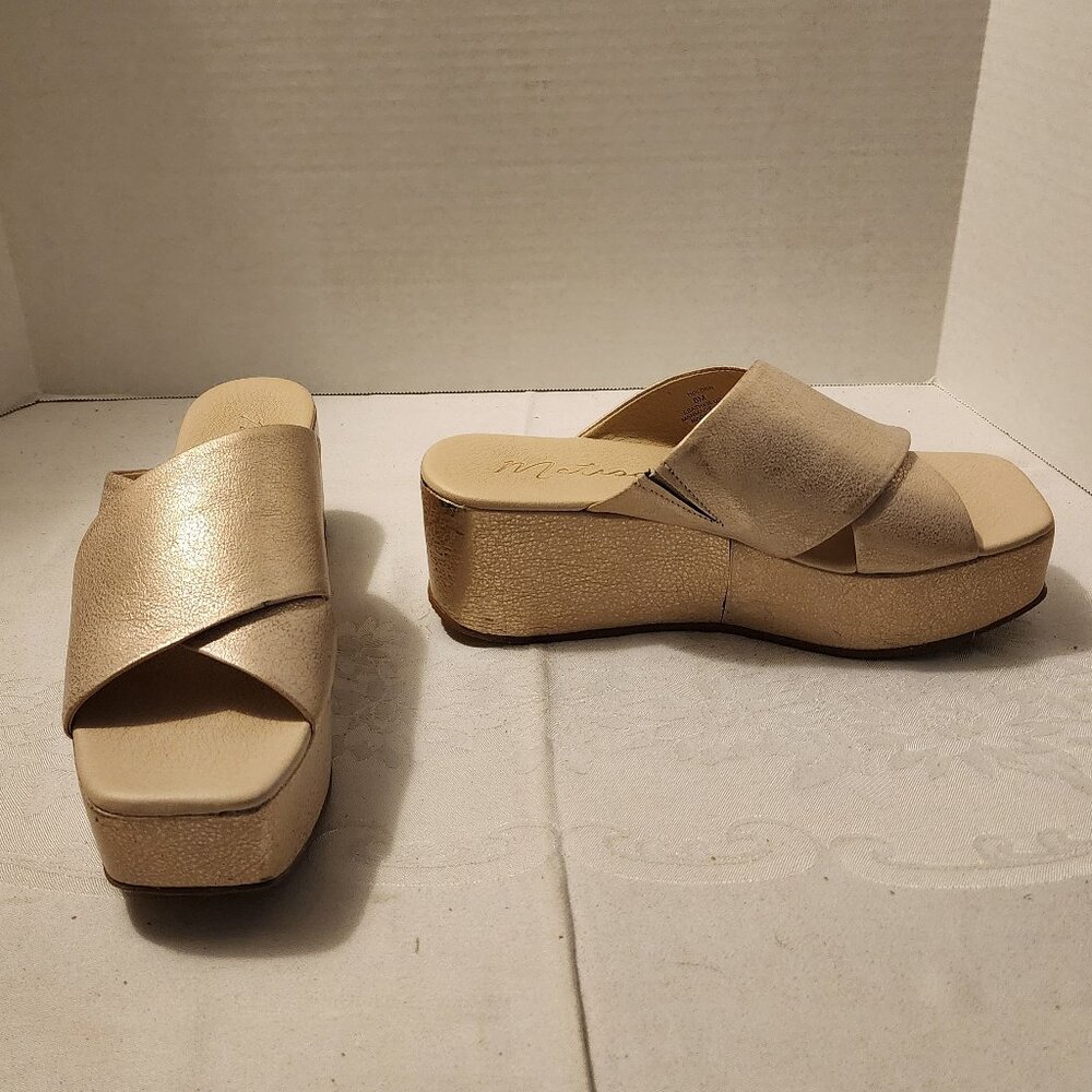 Size 8 Anthropologie Matisse Holden Metallic Leather Platform Sandals No Box